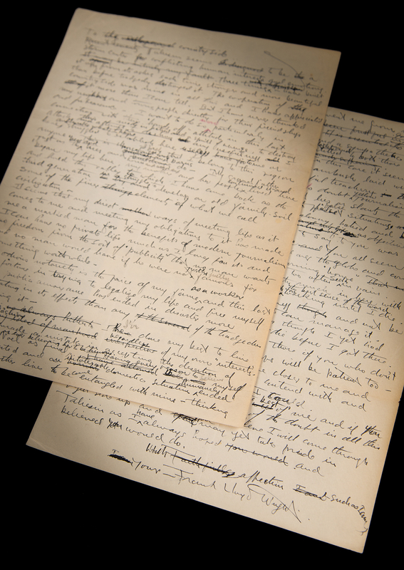 Lot 296 Frank Lloyd Wright Handwritten Statement of Apology to the People of Spring Green, Wisconsin (June 1926)