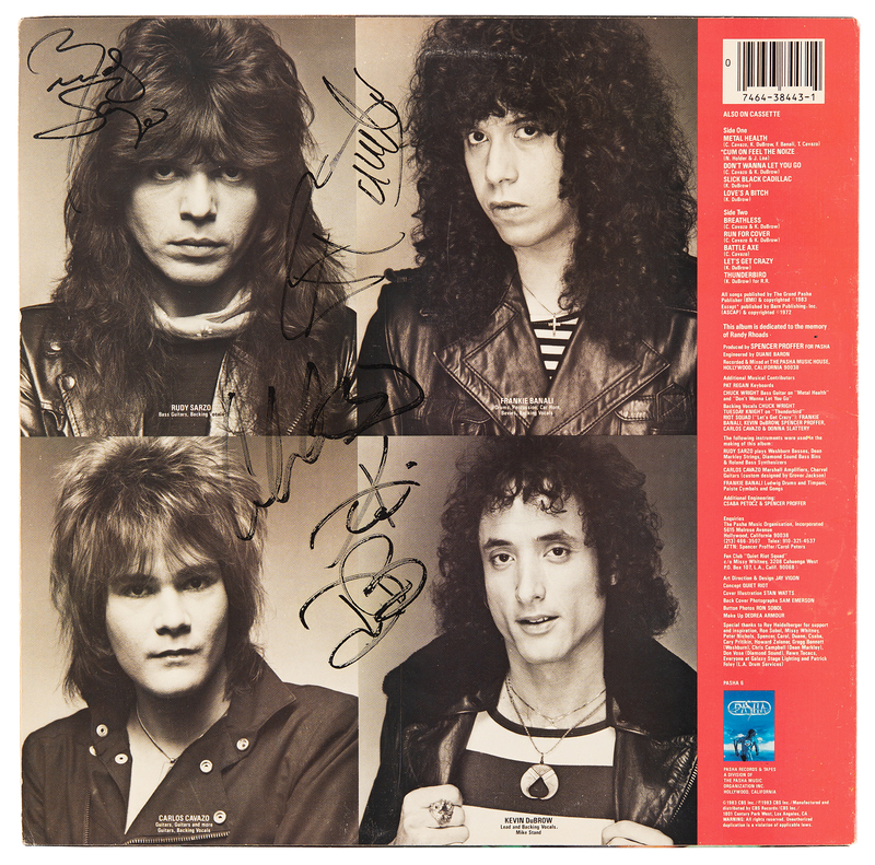 Lot 434 Quiet Riot Signed Album - Metal Health