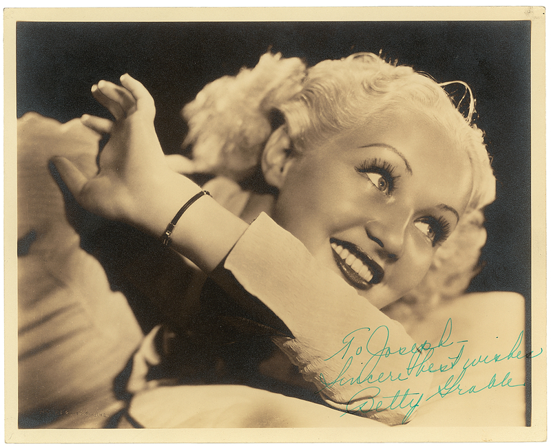 Lot 539 Betty Grable Signed Photograph