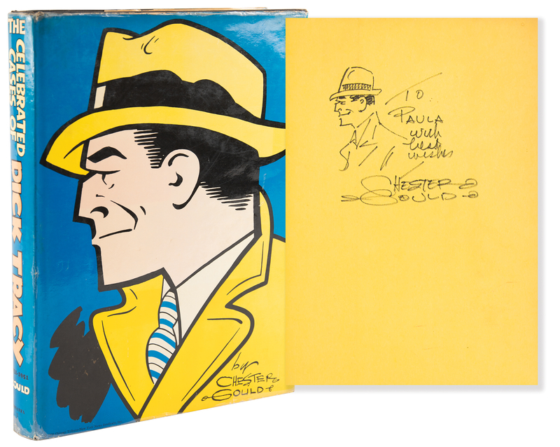Lot 324 Chester Gould Signed Sketch in Book - The Celebrated Cases of Dick Tracy