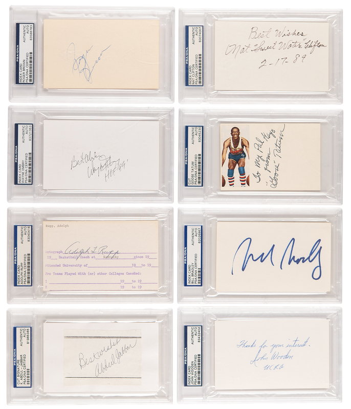 Lot 688 Basketball (8) Signatures with Abdul-Jabbar and Wooden