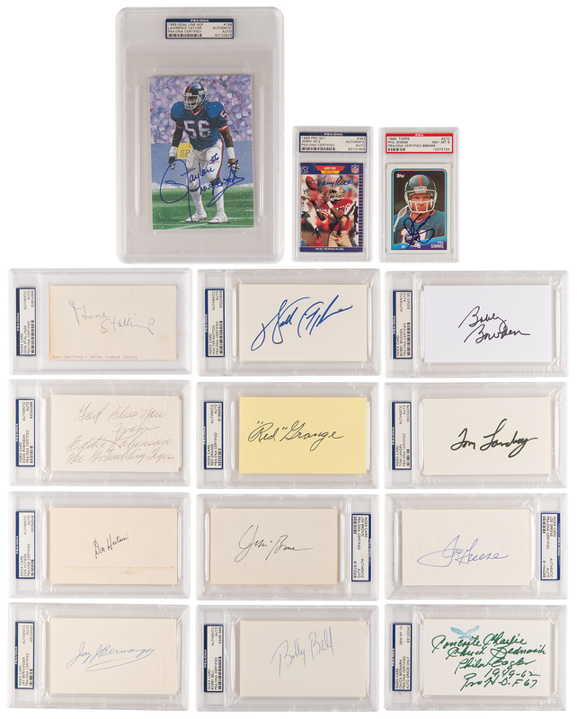 Lot 706 Football (15) Signatures with Walter Payton, Jim Brown, and Red Grange