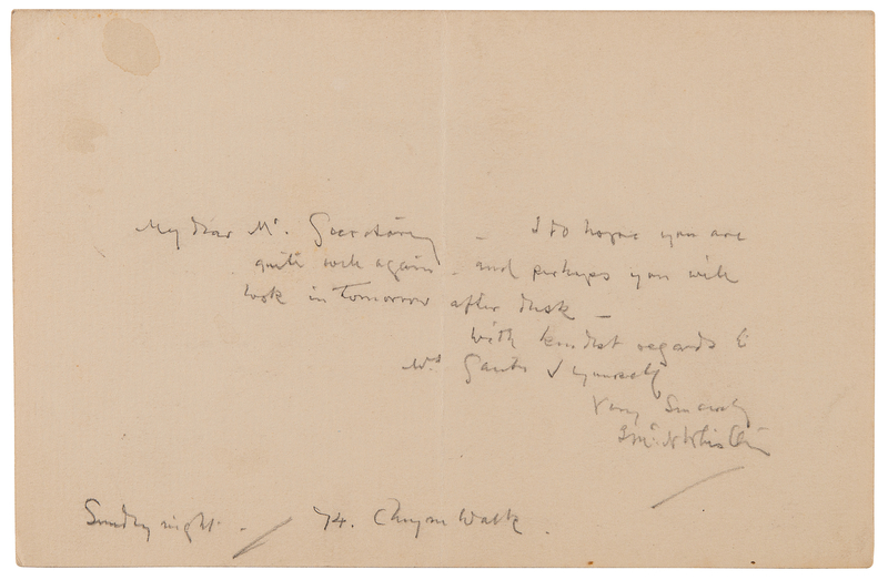Lot 316 James Abbott McNeill Whistler Autograph Letter Signed