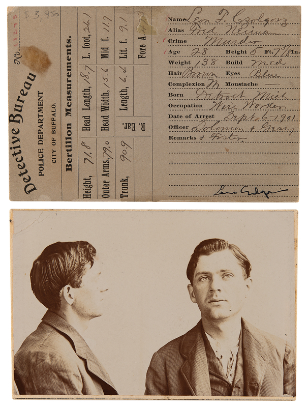 Lot 140 McKinley Assassination: Leon Czolgosz 'Detective Bureau' Buffalo Police Department Identification Card (ca. 1901)