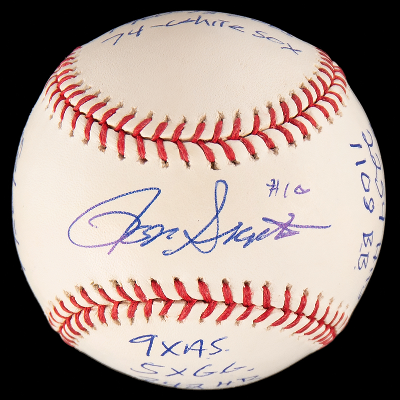 Lot 759 Ron Santo Signed Baseball - 'Statball'