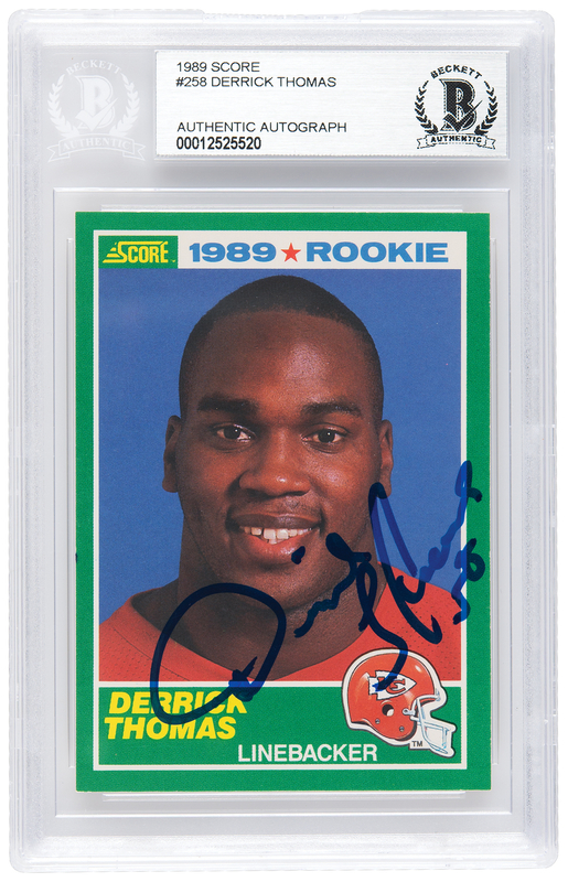 Lot 769 Derrick Thomas Signed 1989 Score Rookie Card