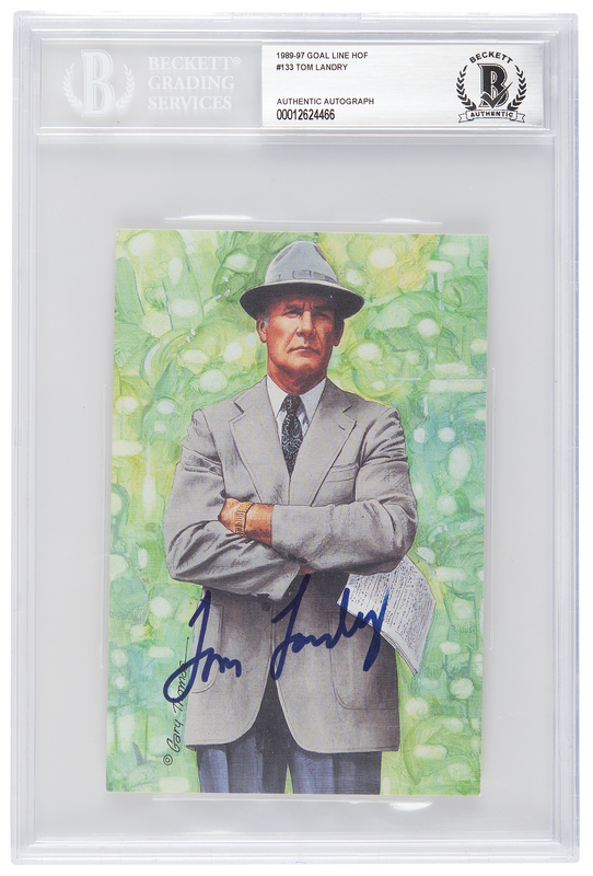 Lot 726 Tom Landry Signed Goal Line Art Card