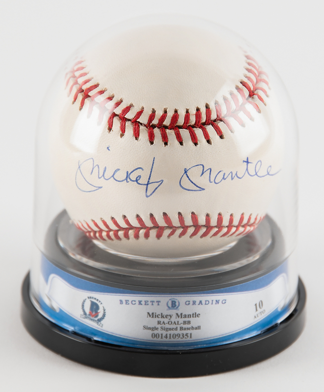 Lot 734 Mickey Mantle Signed Baseball - BAS 10