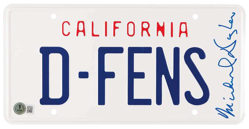 Lot 520 Michael Douglas Signed License Plate - 'D-FENS'