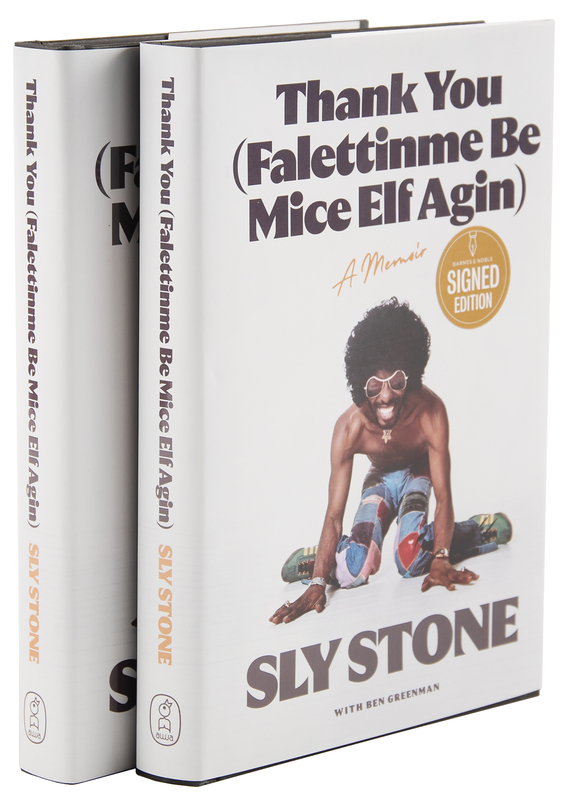 Lot 440 Sly Stone (2) Signed Books - Thank You (Falettineme Be Mice Elf Agin)