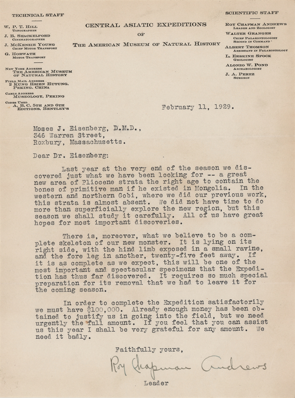 Lot 141 Roy Chapman Andrews Typed Letter Signed - 