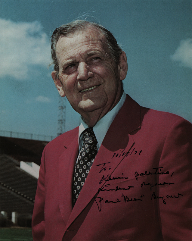 Lot 693 Paul 'Bear' Bryant Signed Photograph