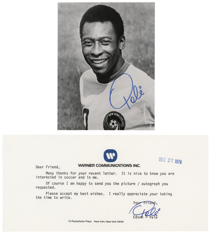 Lot 754 Pele (2) Signed Items - Typed Letter and Photograph
