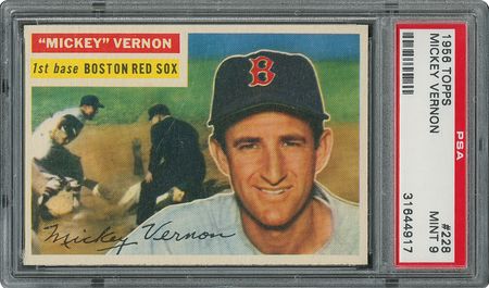 Lot #663 1956 Topps #228 Mickey Vernon - PSA MINT 9 - Four Higher! - Image 1