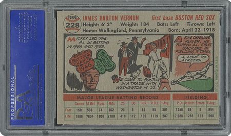 Lot #663 1956 Topps #228 Mickey Vernon - PSA MINT 9 - Four Higher! - Image 2