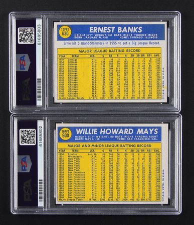 Lot #665 1970 Topps #600 Willie Mays and #630 Ernie Banks - Both PSA Graded - Image 2