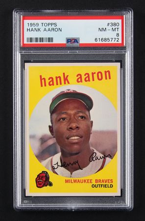 Lot #664 1959 Topps #380 Hank Aaron PSA NM-MT 8 - Image 1