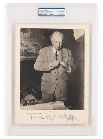 Lot #297 Frank Lloyd Wright Signed Photograph with