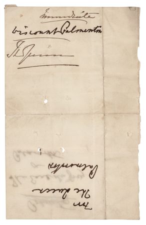 Lot #220 Queen Victoria and Viscount Palmerston Signatures - Image 1