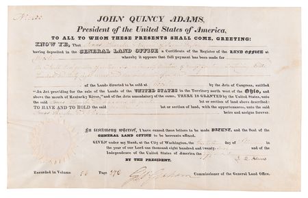 Lot #22 John Quincy Adams Document Signed as President - Image 1