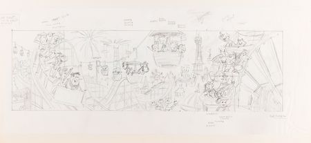 Lot #331 Hanna-Barbera pan production 'Theme Park' drawing by Bob Singer - Image 1