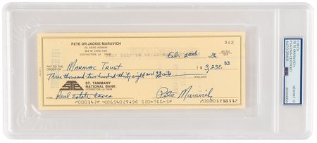 Lot #737 'Pistol' Pete Maravich Signed Check - Image 1