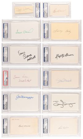 Lot #681 Baseball (52) Signatures with Joe DiMaggio, Dizzy Dean, and Paul Waner - Image 1