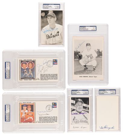 Lot #682 Baseball (15) Signed Items with Hank Aaron, Larry Doby, and Ron Santo - Image 2