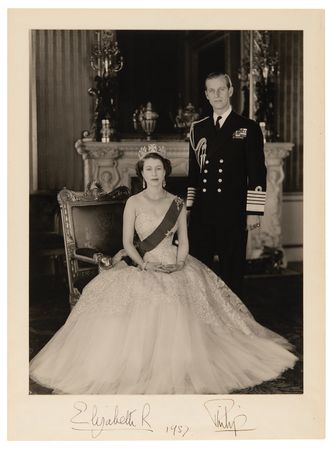 Lot #105 Queen Elizabeth II and Prince Philip Signed Photograph - Image 1
