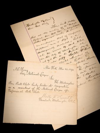 Lot #661 Washington Nationals: (2) Early Professional Baseball Documents (1889-90), Including Their Resignation from the National League - Image 1
