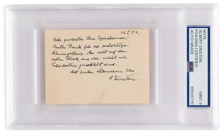 Lot #119 Albert Einstein Autograph Note Signed: 