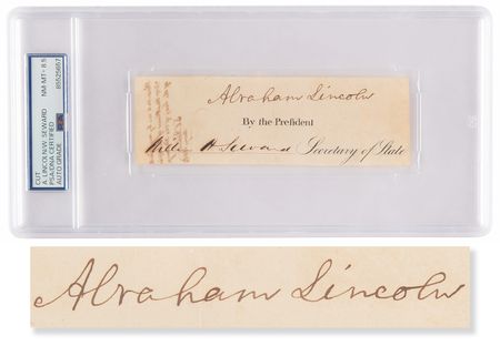 Lot #7 Abraham Lincoln Signature as President - PSA NM-MT+ 8.5 - Image 1