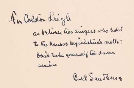 Lot #362 Carl Sandburg Signed Book - The American Songbag - Image 2