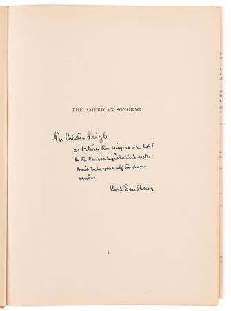 Lot #362 Carl Sandburg Signed Book - The American Songbag - Image 4