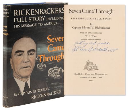 Lot #275 Eddie Rickenbacker Signed Book - Seven Came Through - Image 1