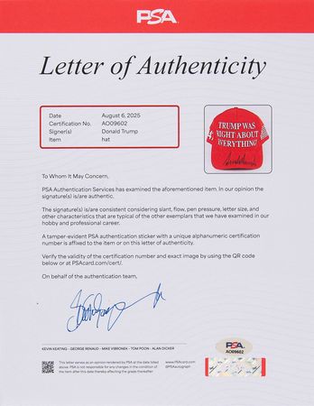 Lot #84 Donald Trump Signed Baseball Hat - Trump Was Right - Image 6