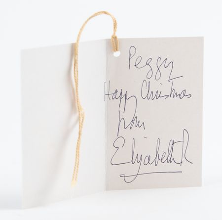 Lot #216 Queen Elizabeth II Signed Christmas Gift Tag Presented to Her Royal Dresser - Image 1