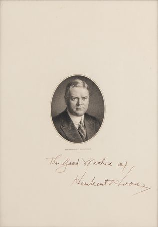 Lot #47 Herbert Hoover Signed Portrait Engraving - Image 2