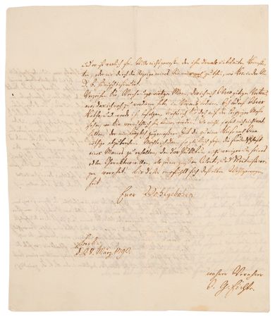 Lot #127 Johann Gottlieb Fichte Autograph Letter Signed on a Philosophical Mix-up: 