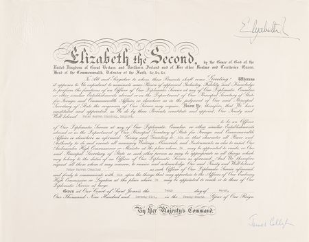 Lot #217 Queen Elizabeth II Document Signed - Image 1