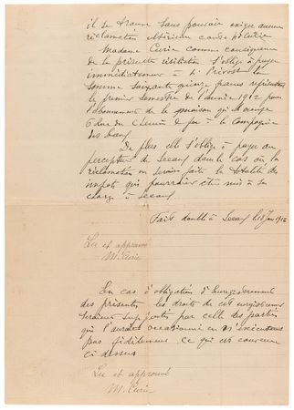 Lot #109 Marie Curie Twice-Signed Document - Image 2