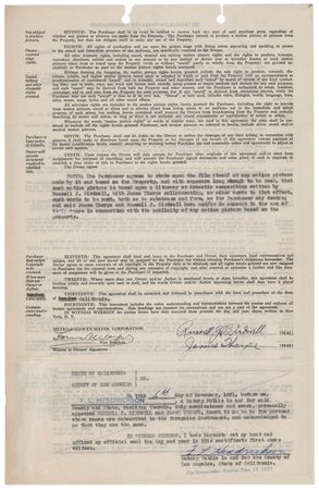 Lot #659 Jim Thorpe Document Signed, Selling Autobiographical Motion Picture Rights to MGM - Image 1