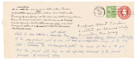 Lot #114 Albert Einstein Handwritten Draft Paragraph on the Theory of Relativity: 