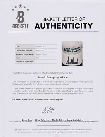 Lot #88 Donald Trump Signed Baseball Hat - Make America Green Again - Image 5