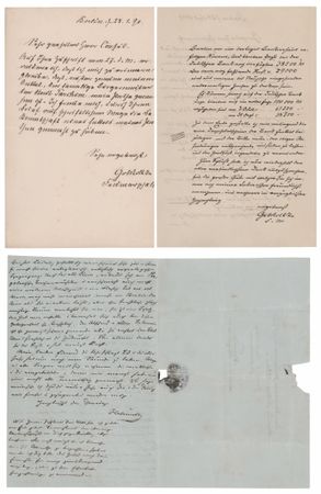 Lot #270 Helmuth von Moltke (3) Autograph Letters Signed: 