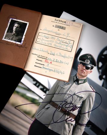 Lot #450 Tom Cruise Valkyrie Prop 'Soldbuch' Military Passport and Signed Photograph - Image 1