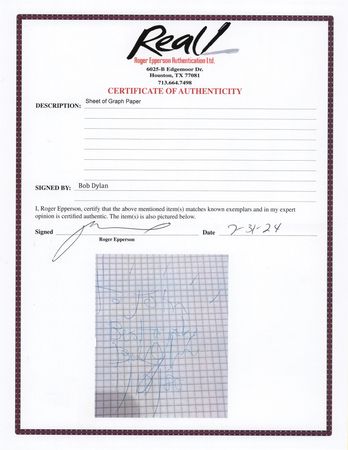 Lot #391 Bob Dylan Signature - Image 2