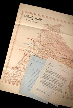 Lot #250 George S. Patton's World War II-Dated North Africa Campaign Neutrality Zone Map, Sent by Moroccan Resident-General Charles Noguès (1942) - Image 1
