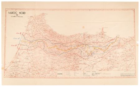 Lot #250 George S. Patton's World War II-Dated North Africa Campaign Neutrality Zone Map, Sent by Moroccan Resident-General Charles Noguès (1942) - Image 2
