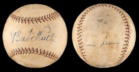Lot #658 Babe Ruth and Lou Gehrig Signed Baseball - Image 1